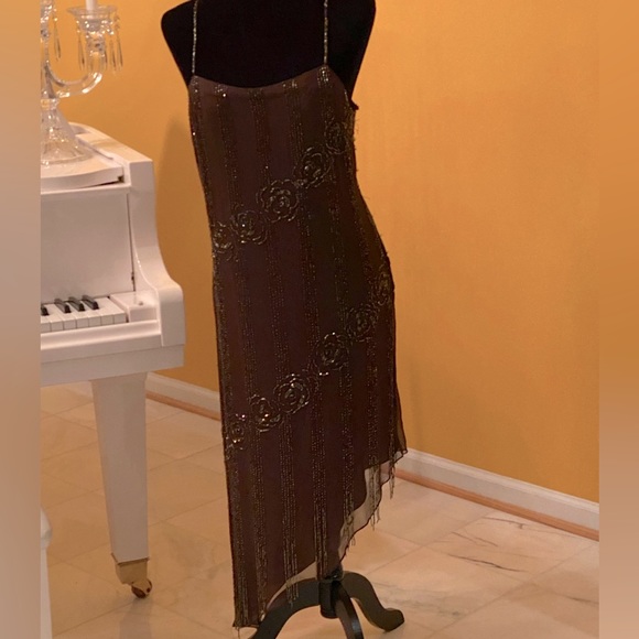 Cache Dresses Sequin And Beaded Chocolate Dress Poshmark